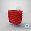 3D Hand Carry Shopping Baskets Plastic Handle Stack Red Black Blue and Green