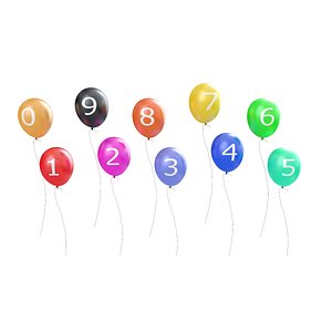 3D numbers baloons model