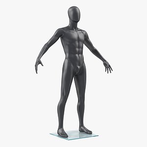 3D male mannequin dark grey