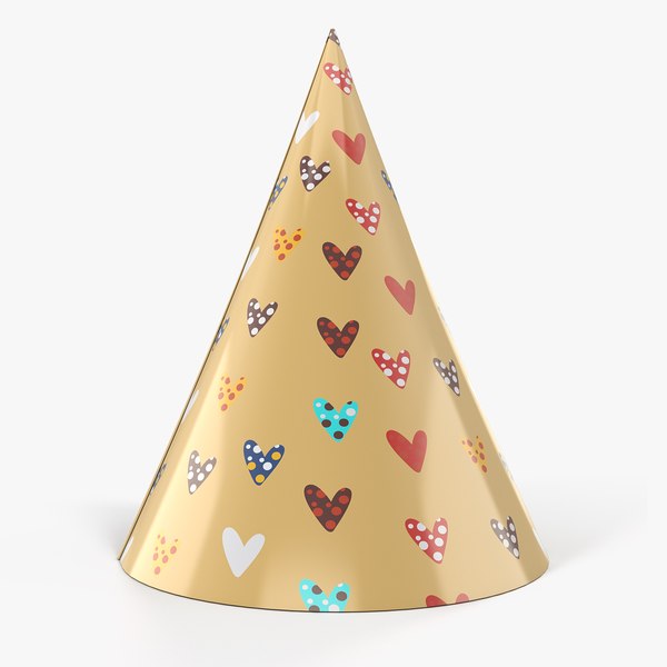 3D model heart party hat