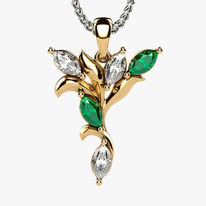 Beautiful 5mm Marquises Gold Pendant 3D model