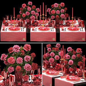 christmas table setting 3D
