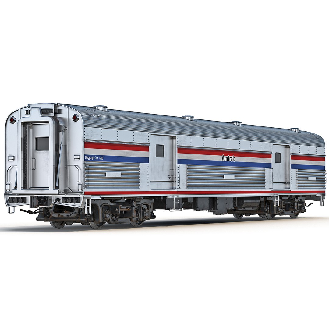 Railroad Amtrak Baggage Car 3d Model