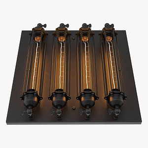 Vintage 4-Head Indoor Mount Ceiling Light ON 3D model