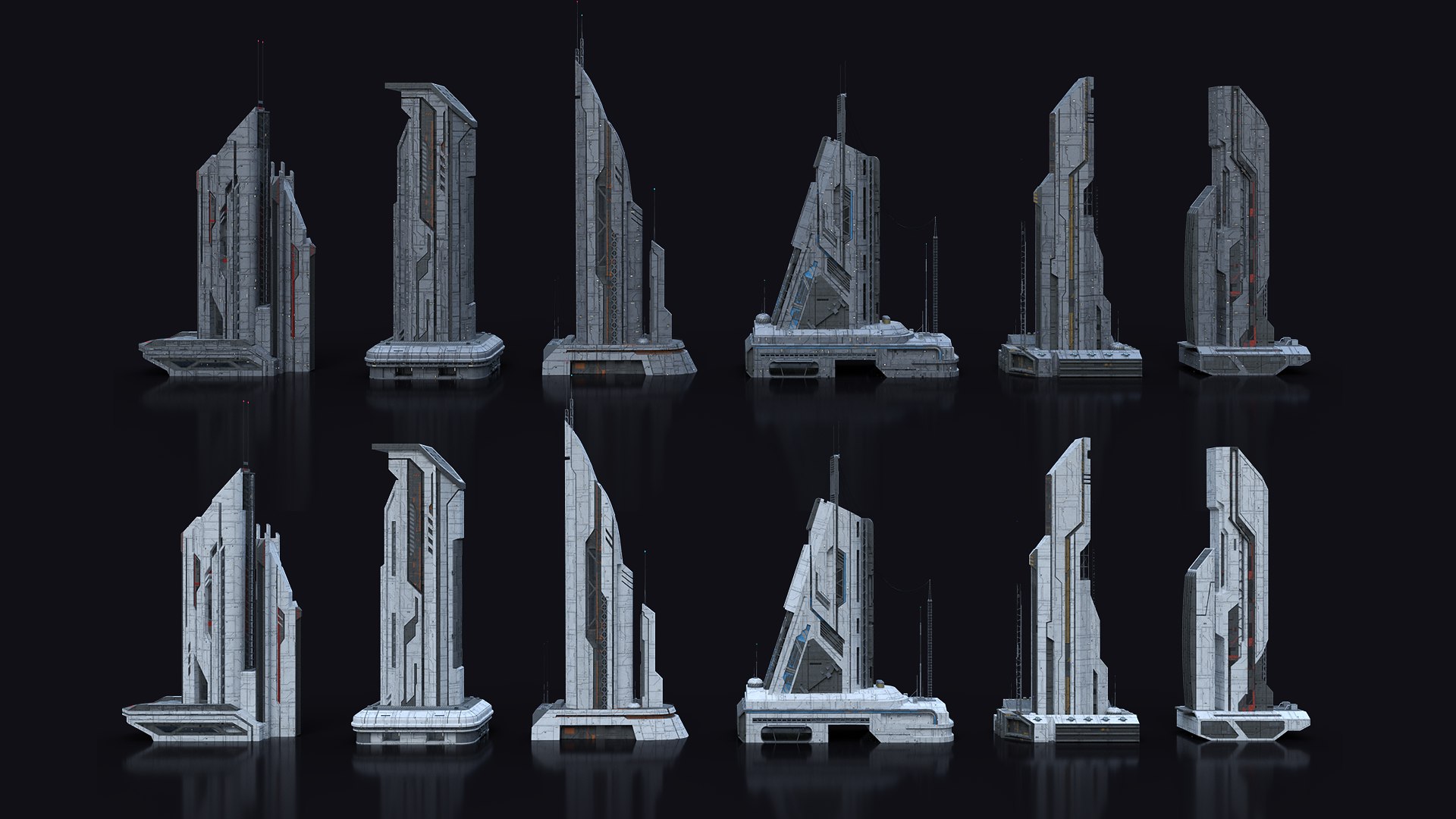 3D Scifi Building Futuristic Building Kitbash Bundle Vol1 - TurboSquid ...