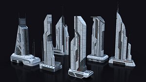 Scifi Building  futuristic Building Kitbash Bundle Vol1