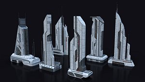 Scifi Building  futuristic Building Kitbash Bundle Vol1