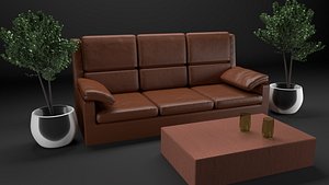 Sofa leather realistic