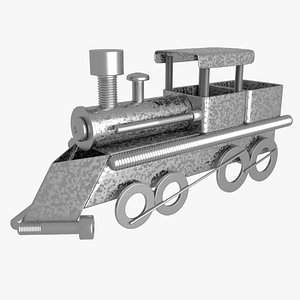 3D Locomotive metal art low-poly 3D model