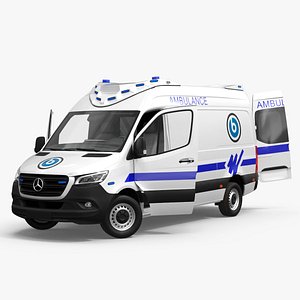3D Mercedes Benz Sprinter Ambulance Rigged model
