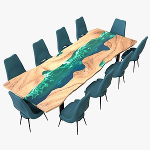 Resin dining table 3D