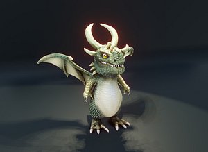 Cartoon Adamantine Dragon Animated Low-poly 3D Model