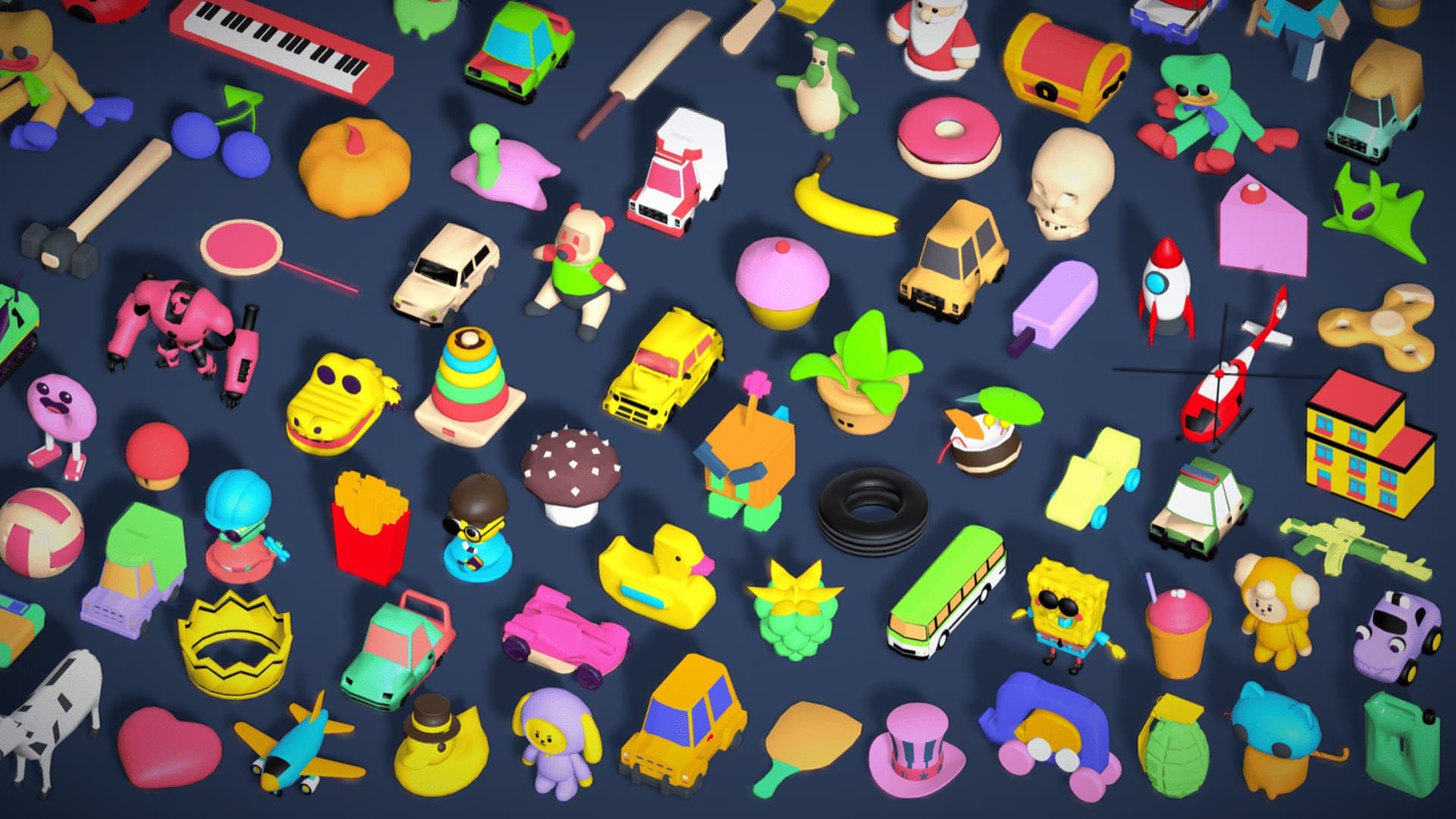 Toy Pack - Low Poly 236 Toys Objects - Toy Mega Pack - Match Game Kit - Big Pack 3D https://p.turbosquid.com/ts-thumb/pQ/u4o0zr/my/3/jpg/1756632695/1920x1080/fit_q87/8671eccc2359354f1ad2280cfd8b5f1c3bfc7fdb/3.jpg