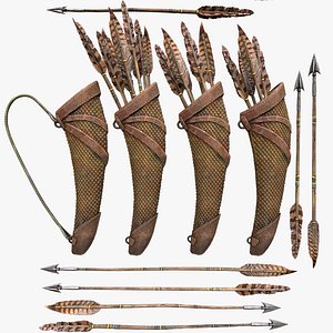Medieval Quiver and Arrows Arrow Archer Set 3D model