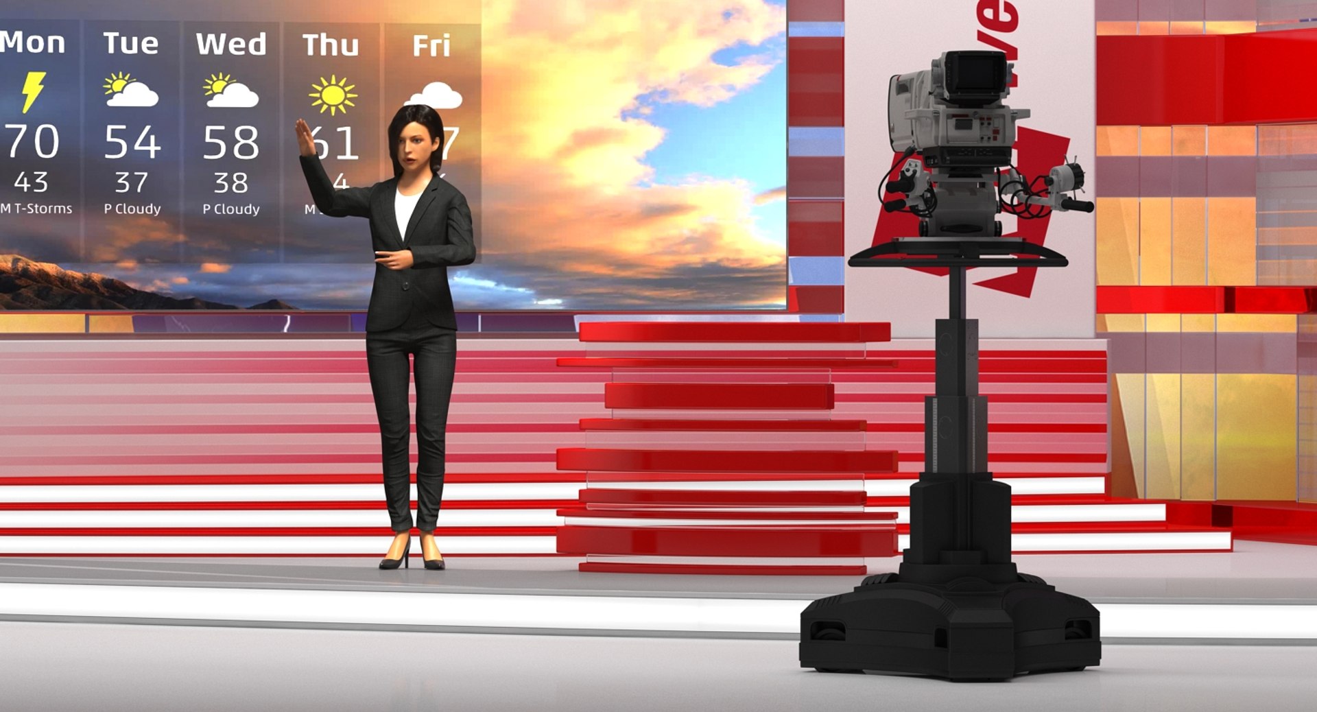 3D model of a weather presenter