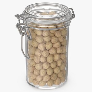 3D Hazelnuts in a Glass Jar 2