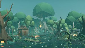 3D Low Poly Swamp Environment Pack model