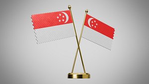 3D Table  Flag  of Singapore