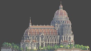 3D Minecraft Cathedral or Cubic Cathedral model