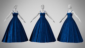Dress 49 Indigo Velvet With Design