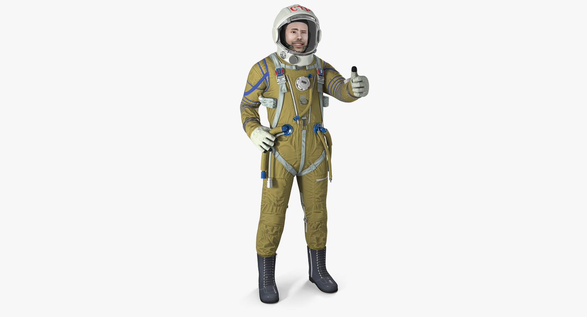 Astronaut Wearing Space Suit Strizh with SK-1 Helmet Rigged 3D Model 3D model preview