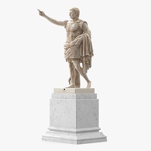 3D Augustus of Prima Porta Statue on Pedestal