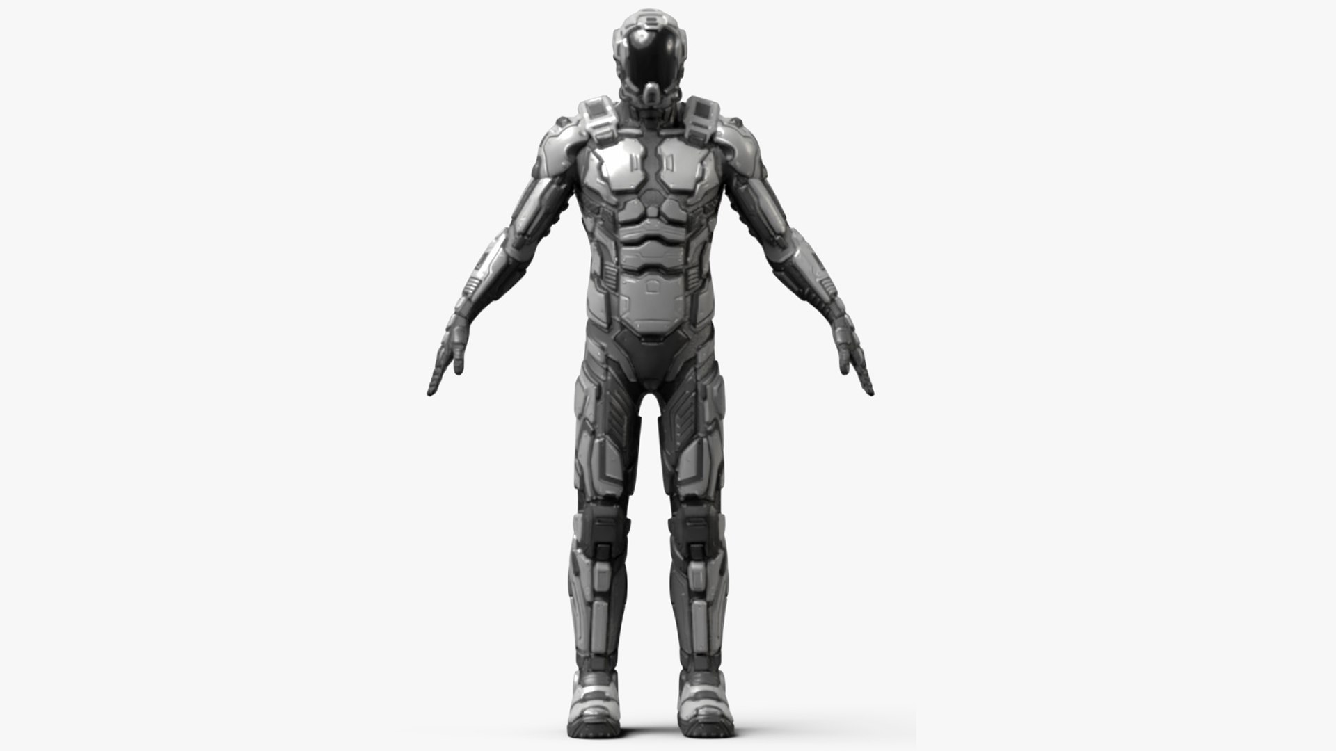 Futuristic Armored Robot Rigged for Cinema 4D 3D model preview