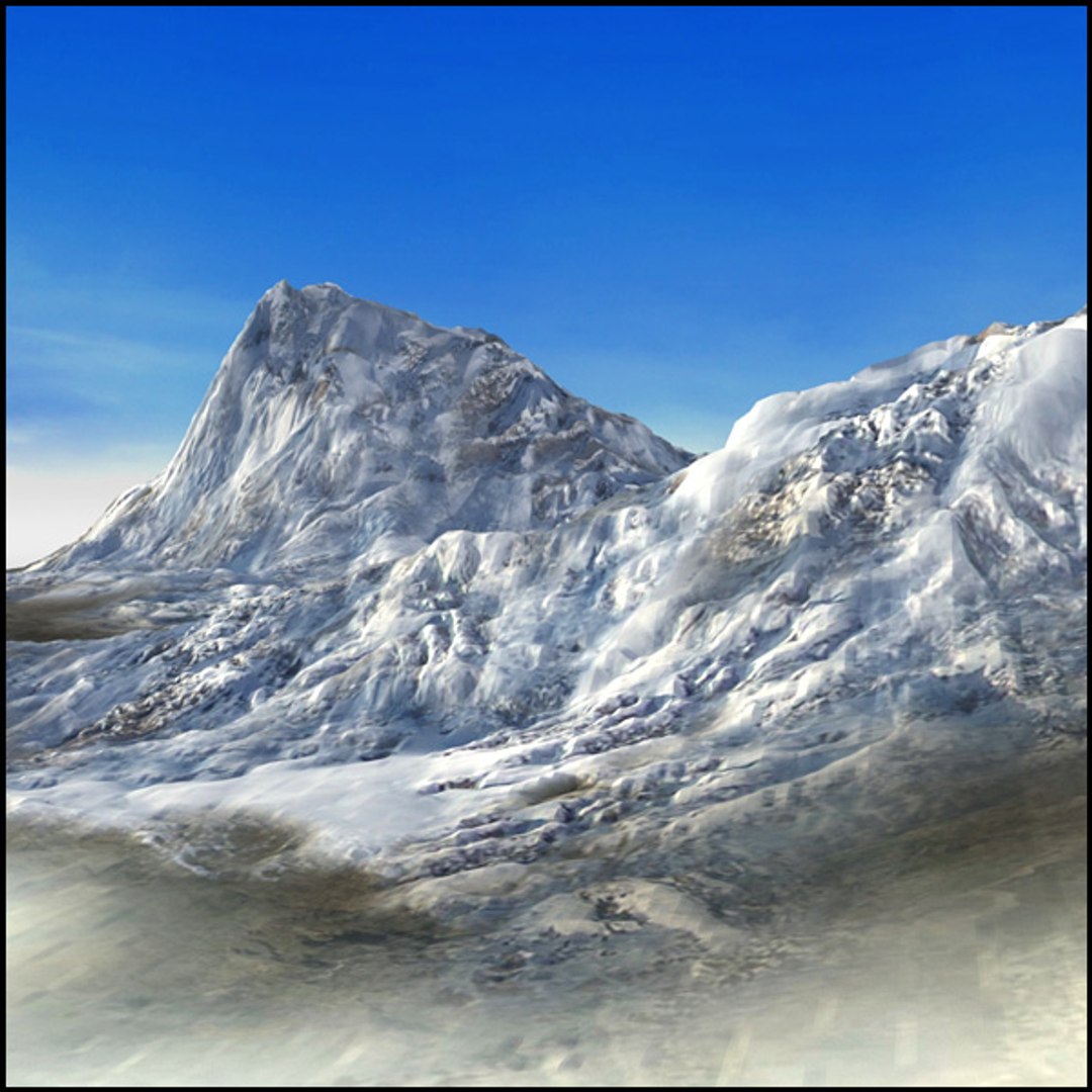 3d Model Mountain Snowy Terrain Landscape