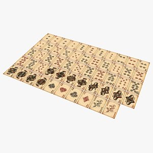 Vintage Playing Cards Laid Out 3D
