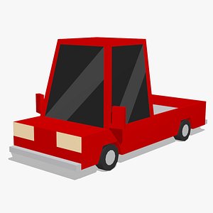 Cartoon Pickup Truck Low Poly Ute Car 4WD 4x4 Utility Vehicle model