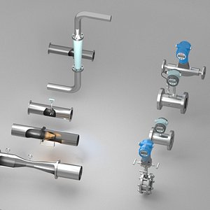 Industrial Flow Meter Collection -9 High-Quality 3D Models Turbine Venturi Orifice Coriolis Vortex model