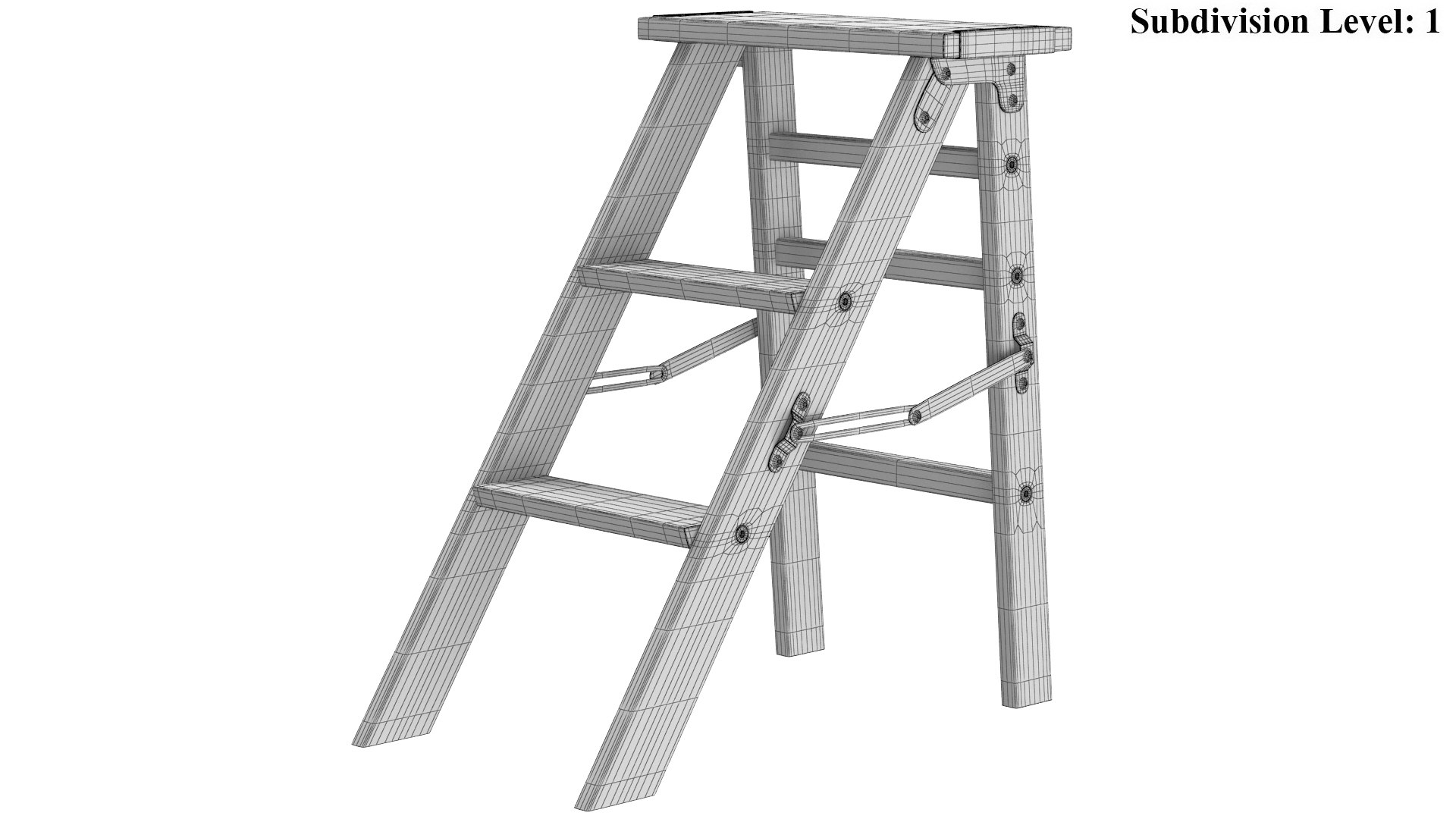 3D Model Detailed Old Wooden Step Ladder TurboSquid 2060520   10 