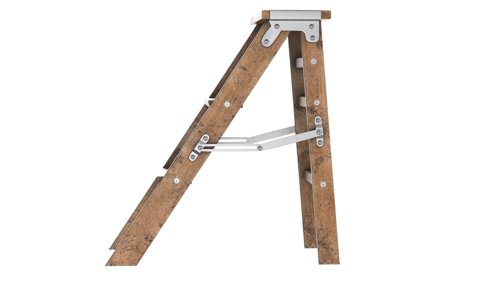 3D Model Detailed Old Wooden Step Ladder TurboSquid 2060520   4 