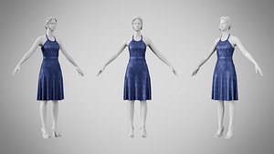 Dress 22 Midnight Blue Velvet With Design