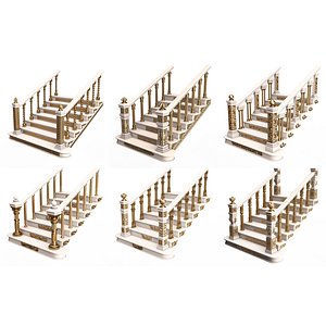 3D Carved Stairs Collection White model