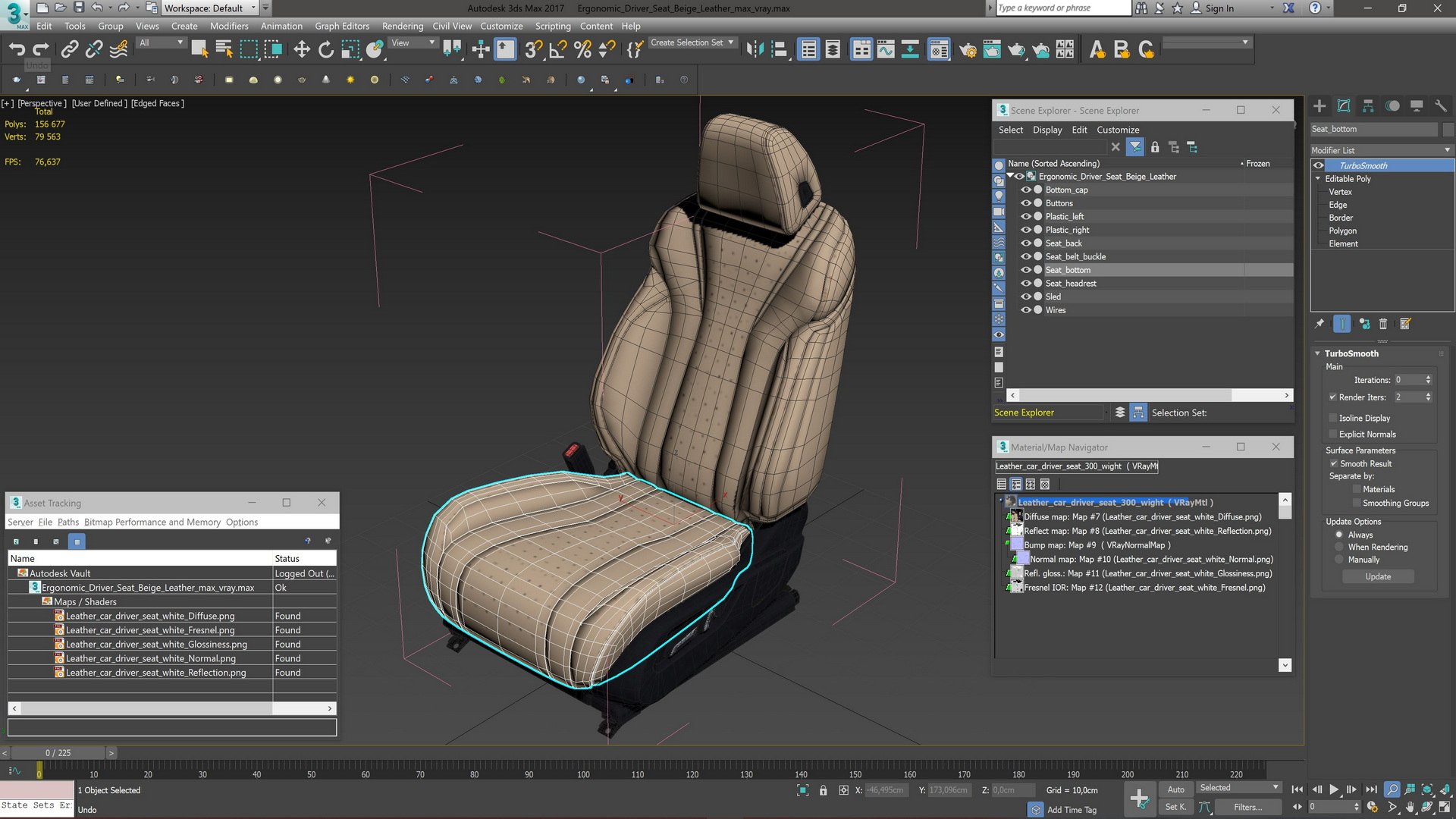 3D Model Ergonomic Driver Seat Beige Leather TurboSquid 2163421