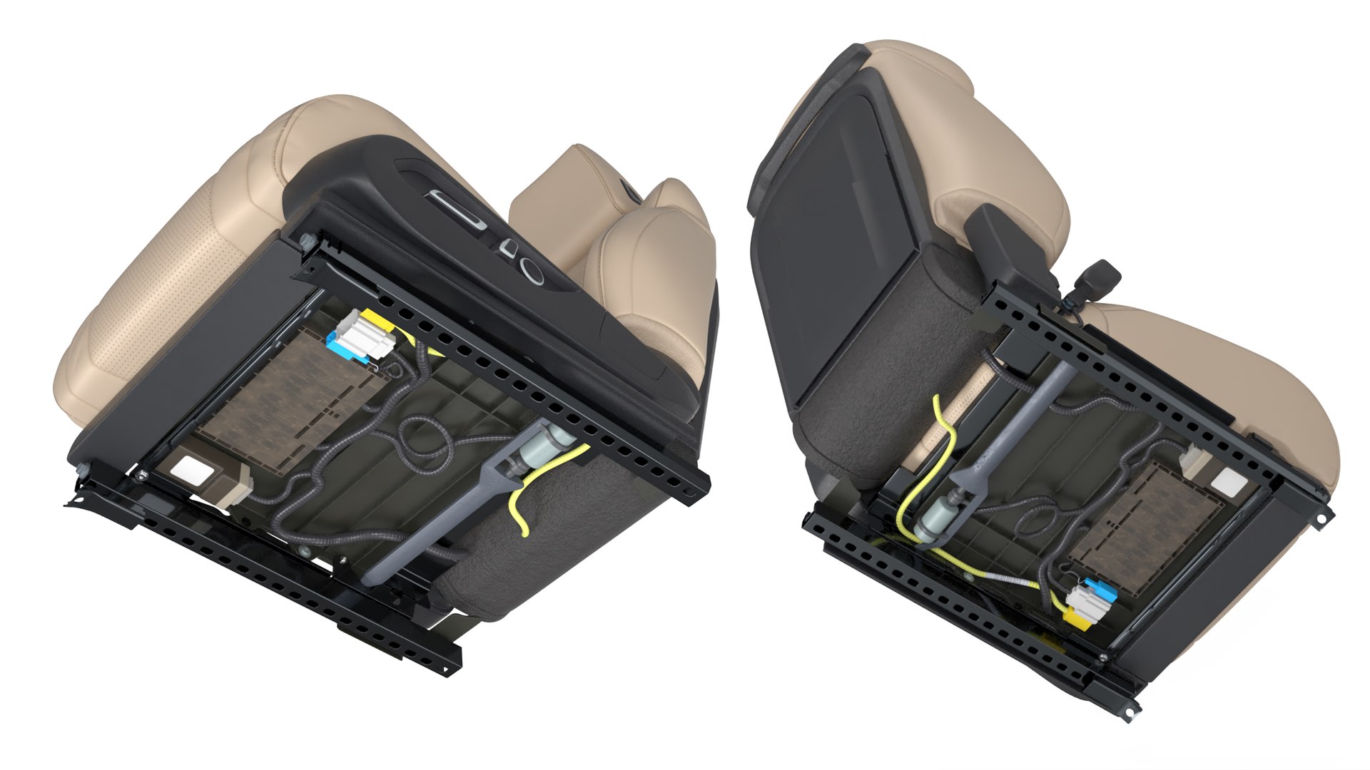 3D Model Ergonomic Driver Seat Beige Leather TurboSquid 2163421