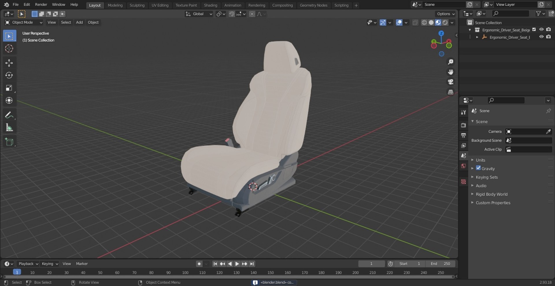 3D Model Ergonomic Driver Seat Beige Leather TurboSquid 2163421