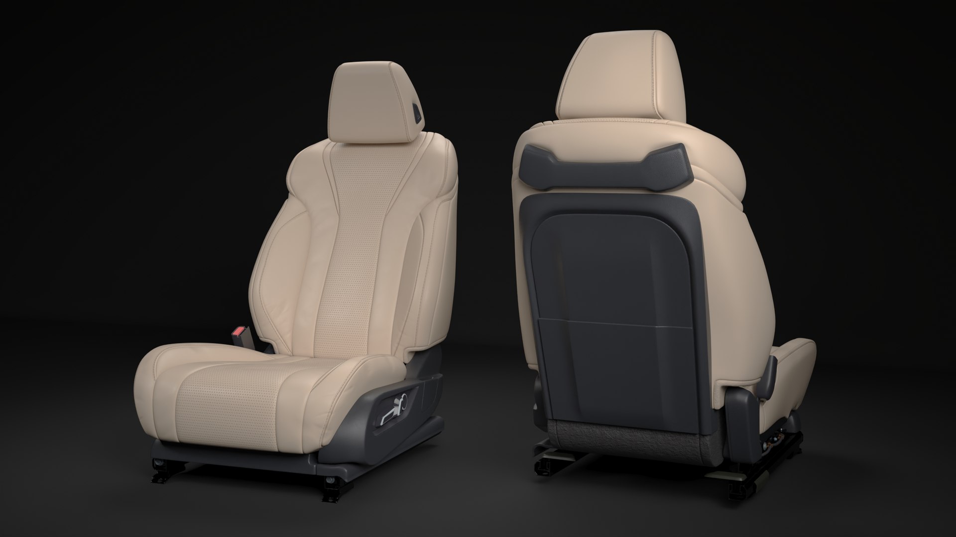 3D Model Ergonomic Driver Seat Beige Leather TurboSquid 2163421