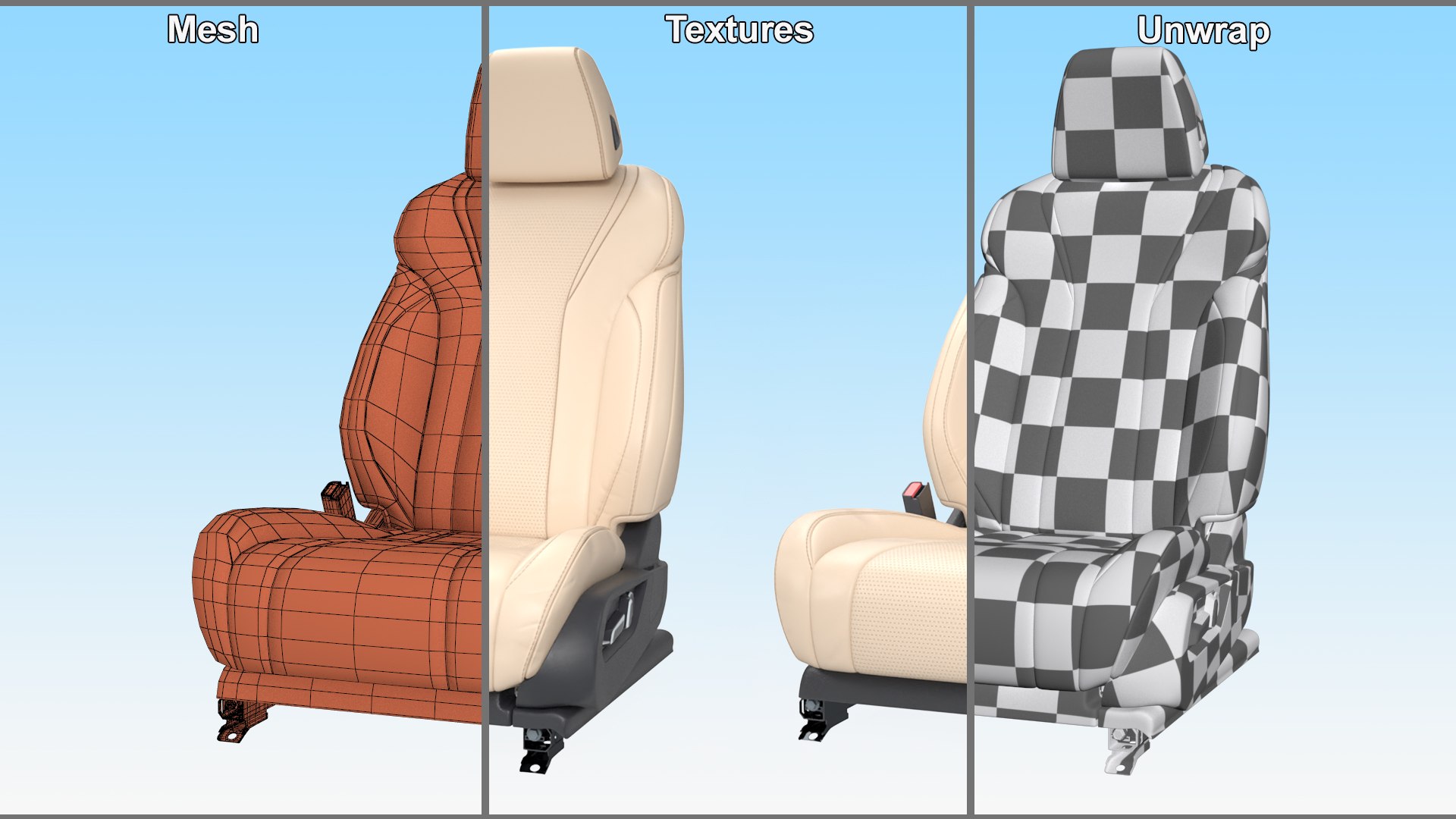 3D Model Ergonomic Driver Seat Beige Leather TurboSquid 2163421