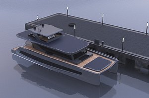luxury solar catamaran 3D