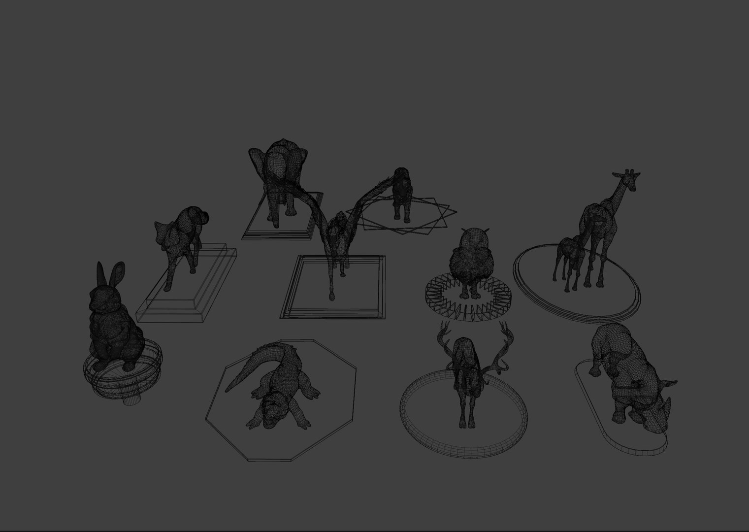 House Interior Decoration Animal Statues 3D Model - TurboSquid 2319378