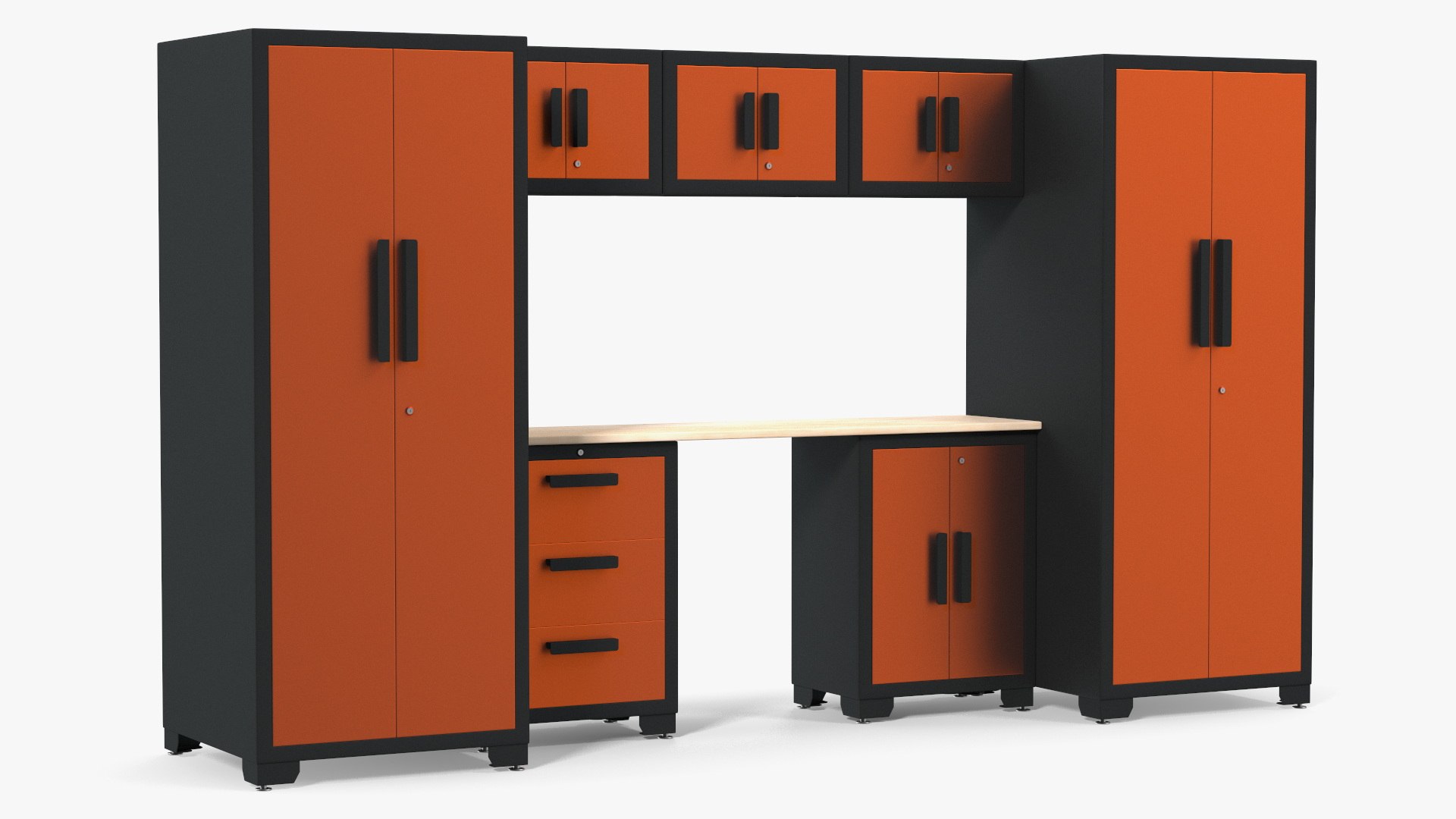 Garage Cabinet Orange 3D model preview