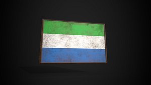 Old Picture Frame With Sierra Leone Flag - Game Ready PBR Low-poly 3D Model