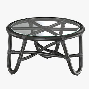 3D Round rattan table with curved legs model
