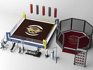 Boxing Ring And MMA Cage Gym Equipment Set