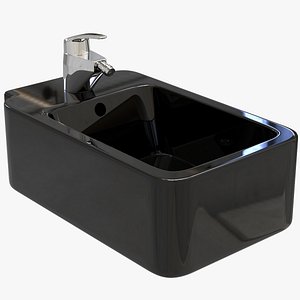 Black Wall Hung Rectangle Bidet
