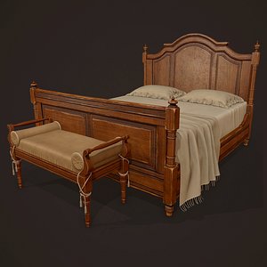 3D model vintage bed pouf ready
