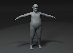 Fat Boy Kid Body Base Mesh Animated and Rigged 3D Model 20k Polygons 3D model