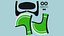 Cartoon Helmet Kart A04 Green - Character Design